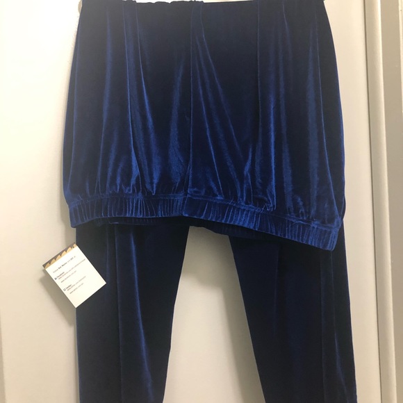 Blue velour dress pants - Picture 2 of 5
